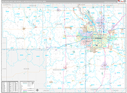 Des Moines-West Des Moines Metro Area Wall Map Premium Style 2026